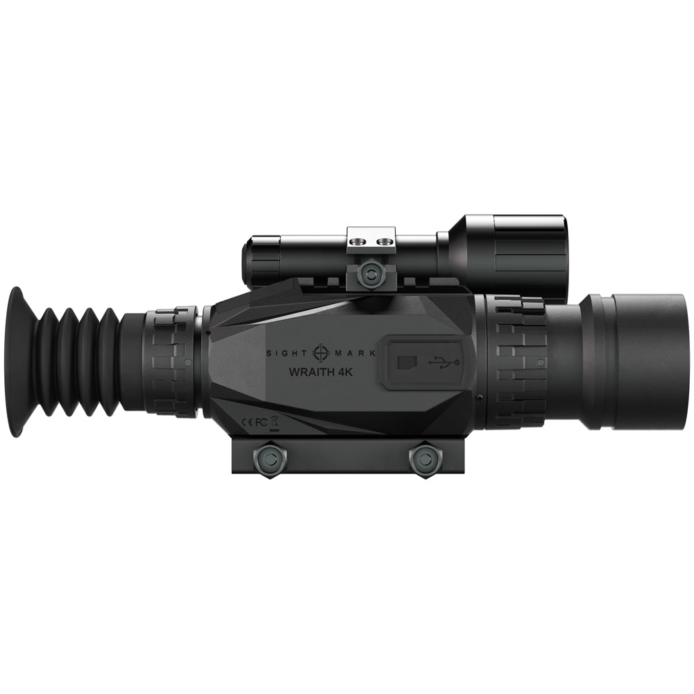 Wraith 4K digital riflescope mounted on picatinny rail system for tactical rifle applications