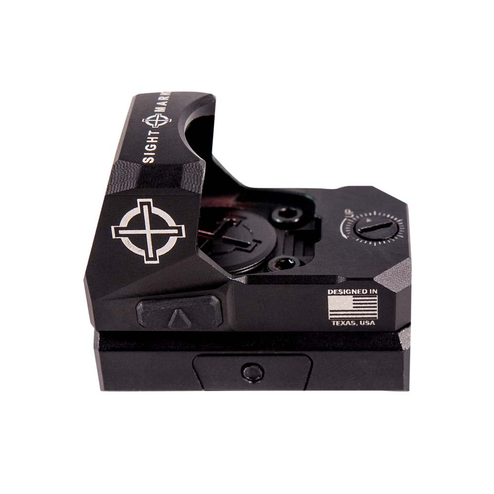 Angled view of Mini Shot A-Spec M1 with AR riser mount for co-witness applications