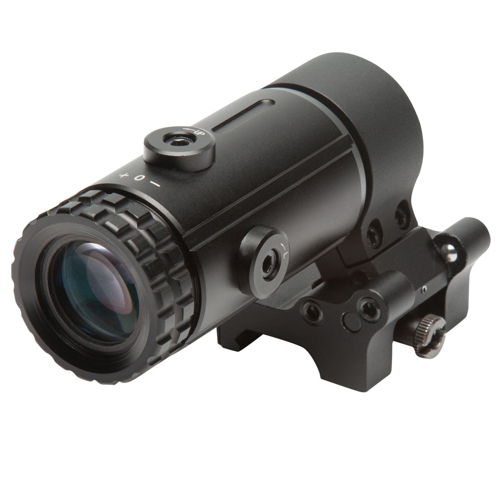 Angled view of T-3 magnifier displaying streamlined design and aluminum construction