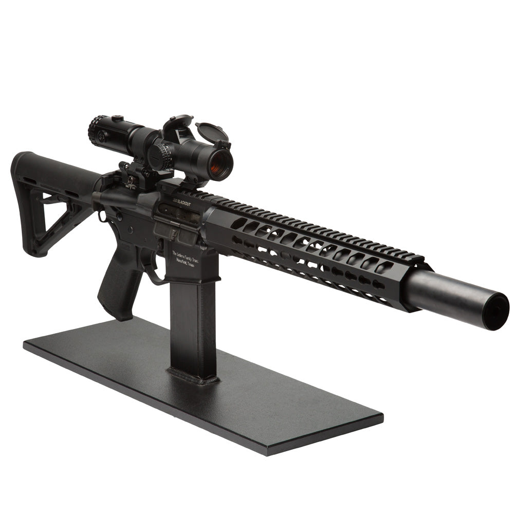Complete rifle setup with T-5 magnifier and accessories for tactical shooting applications