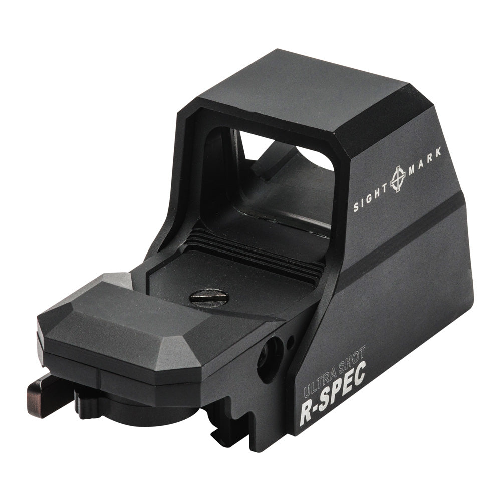 Side profile of Ultra Shot R-Spec reflex sight displaying compact design and adjustment controls
