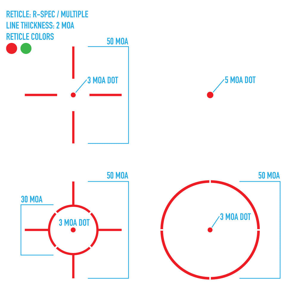 ltra Shot R-Spec reticle pattern options showing schema