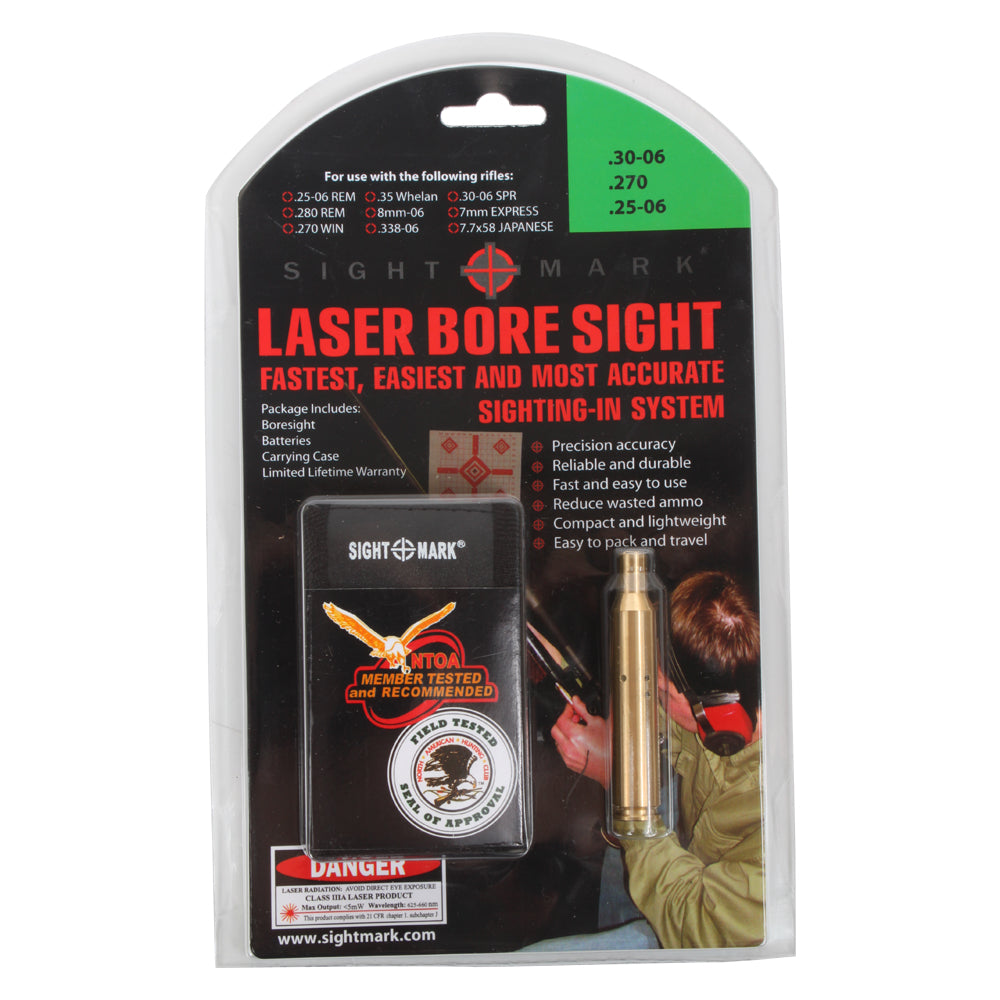 .30-06, .270, .25-06 boresight complete package with carrying case, batteries, and instruction manual

