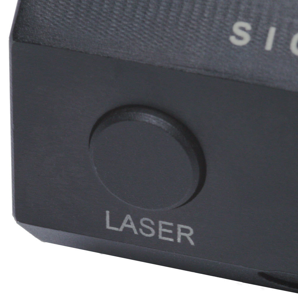 Control panel detail of LoPro Green Laser sight with push-button and pressure-pad operation