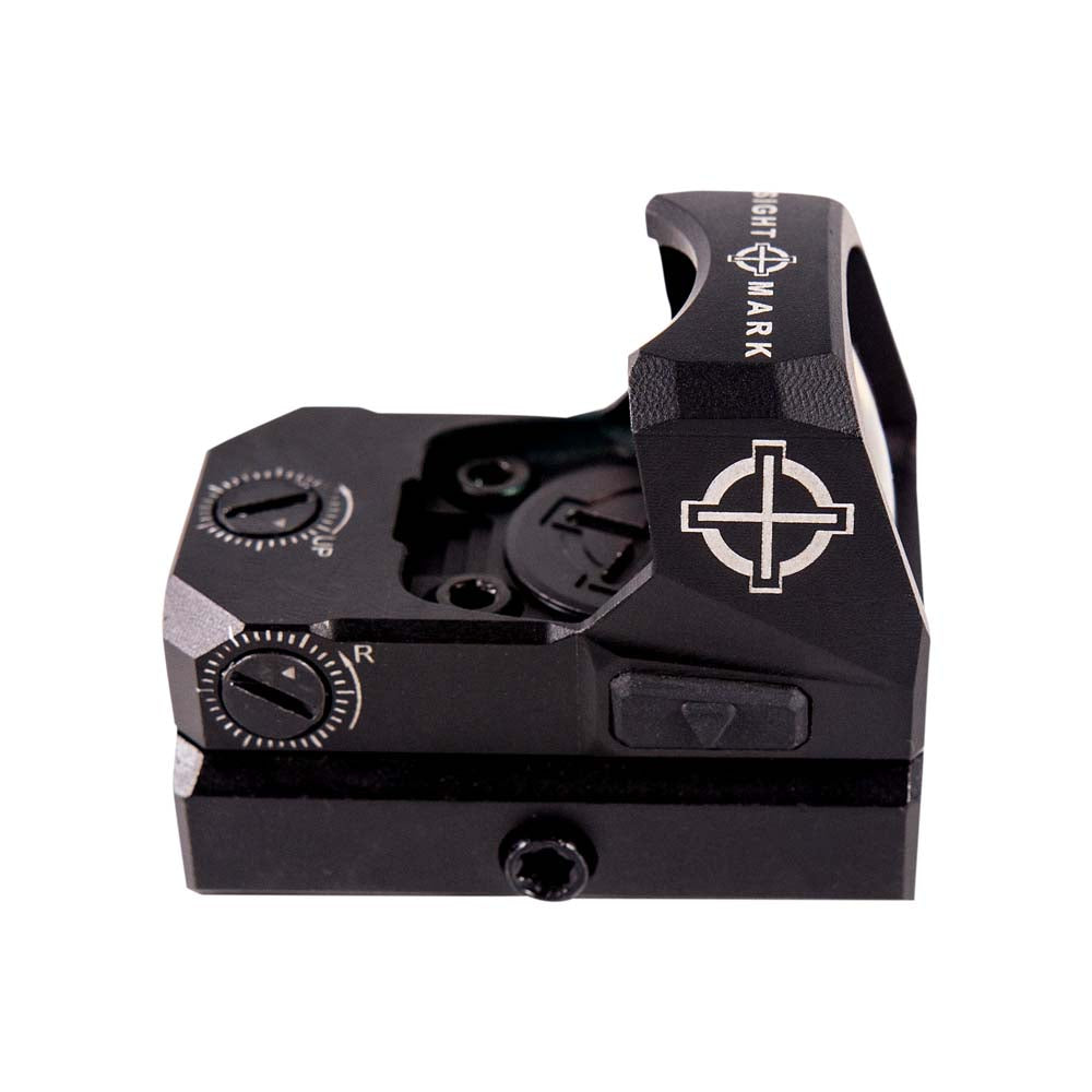 Rear view of Mini Shot A-Spec M1 showing ambidextrous digital brightness controls