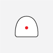 Mini Shot M-Spec M1 FMS reticle showing 3 MOA red dot with 10 brightness adjustment levels