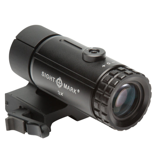 Sightmark T-3 3X magnifier with flip-to-side LQD mount for red dot sight magnification
