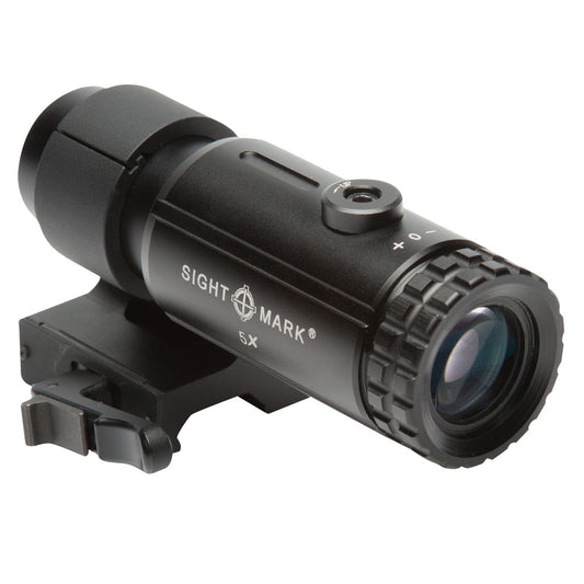 Sightmark T-5 5X magnifier with flip-to-side LQD mount for instant magnification switching
